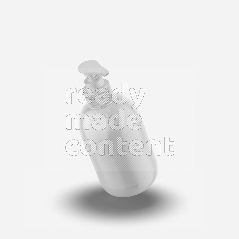 Plastic glossy cosmetic bottle with pump and label mockup isolated on white background 3d rendering