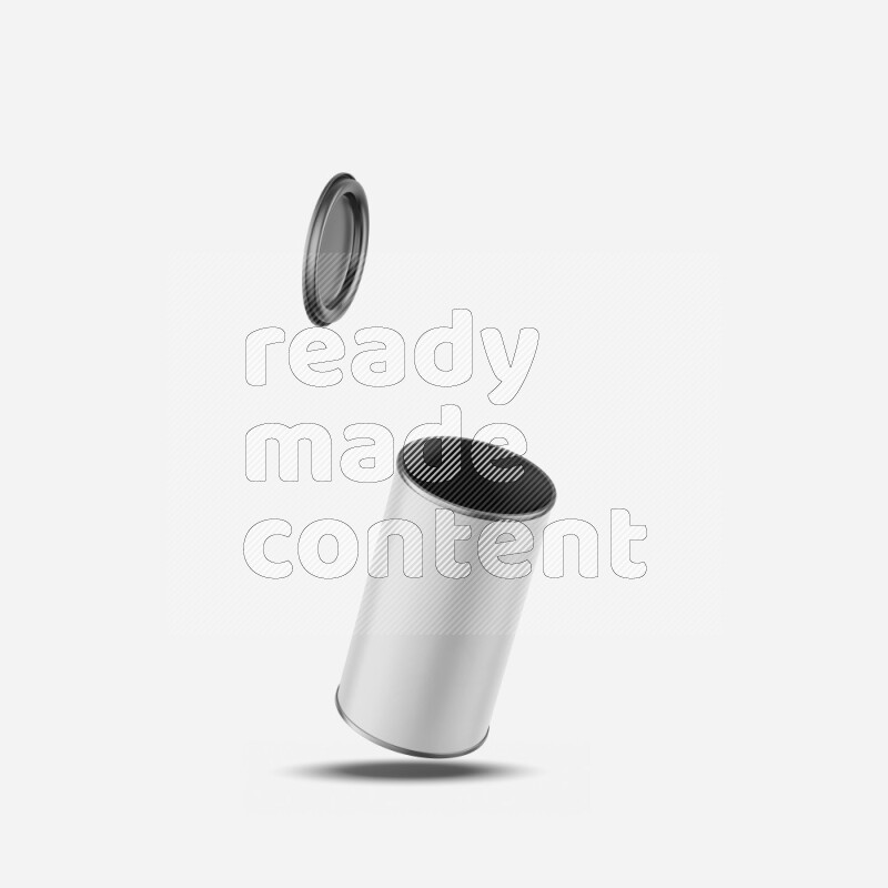 Paper tube mockup with glossy label and metal lid isolated on white background 3d rendering