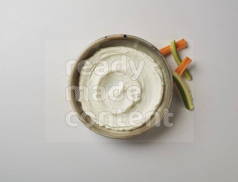 Plain Lebnah  in a grey pottery plate on a white background
