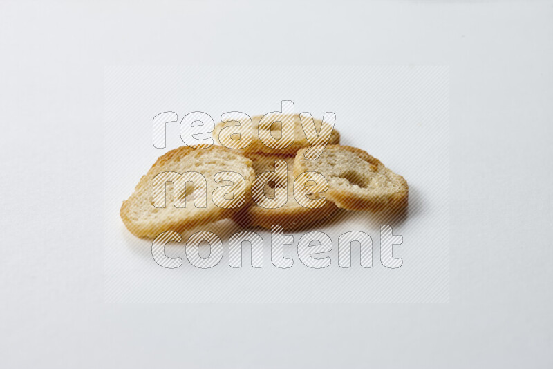 Assorted snacks on white background