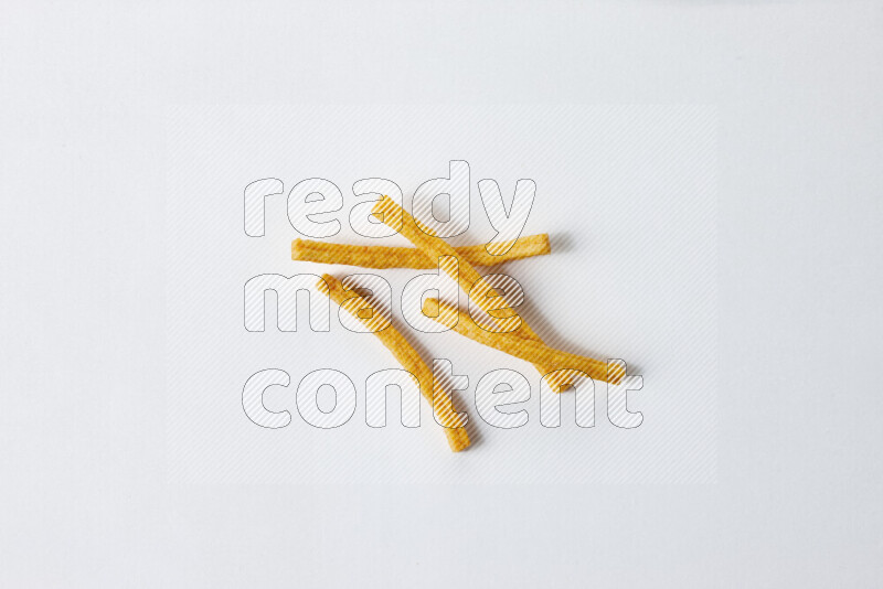 Assorted snacks on white background