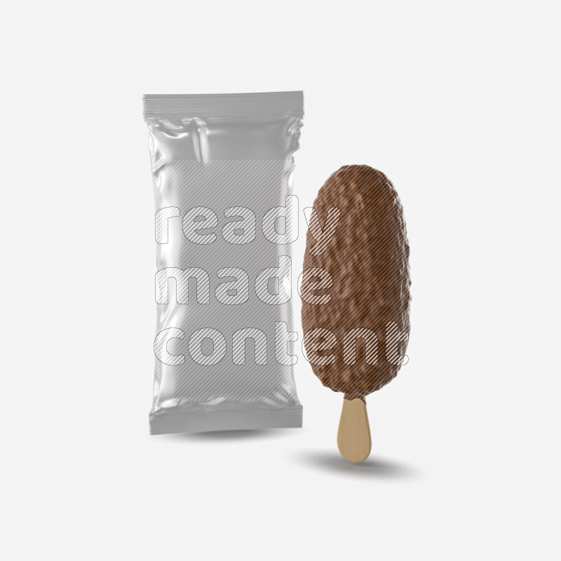 Chocolate ice cream stick mockup isolated on white background 3d rendering