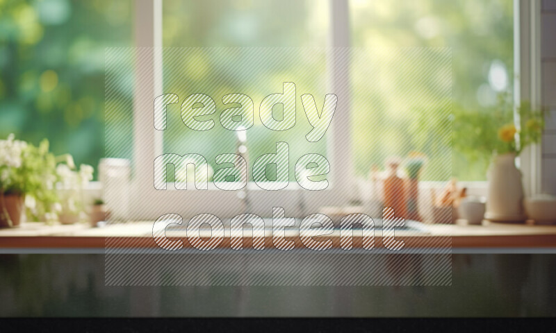 Kitchen tabletop with kitchen view