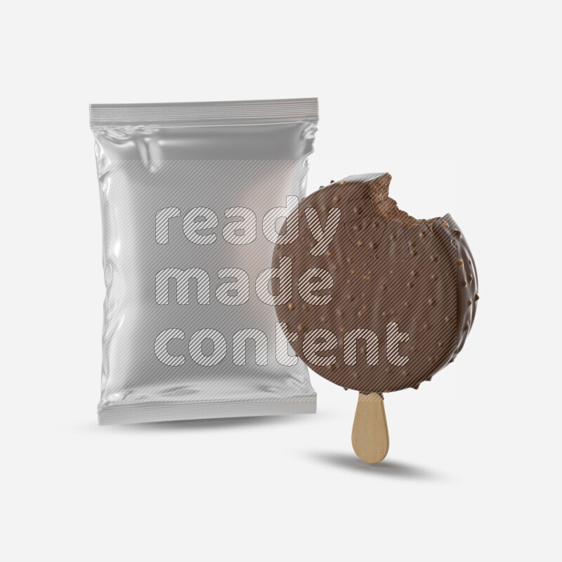 Chocolate ice cream stick mockup isolated on white background 3d rendering