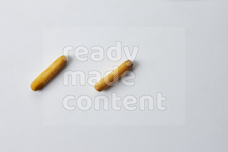 Assorted snacks on white background