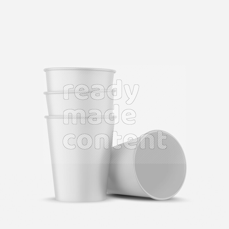 Set of glossy plastic cup mockup isolated on white background 3d rendering