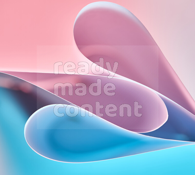 An abstract art of paper folded into smooth curves in blue and pink gradients