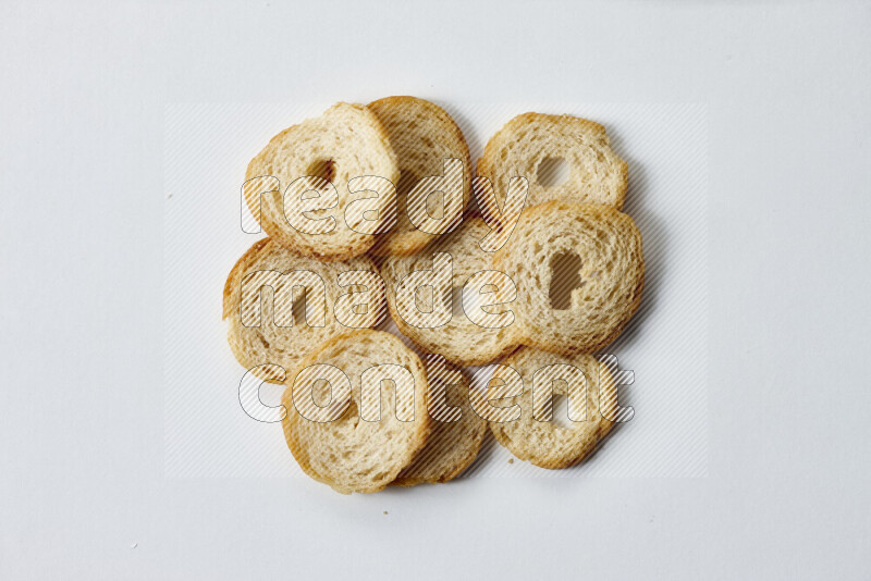 Assorted snacks on white background