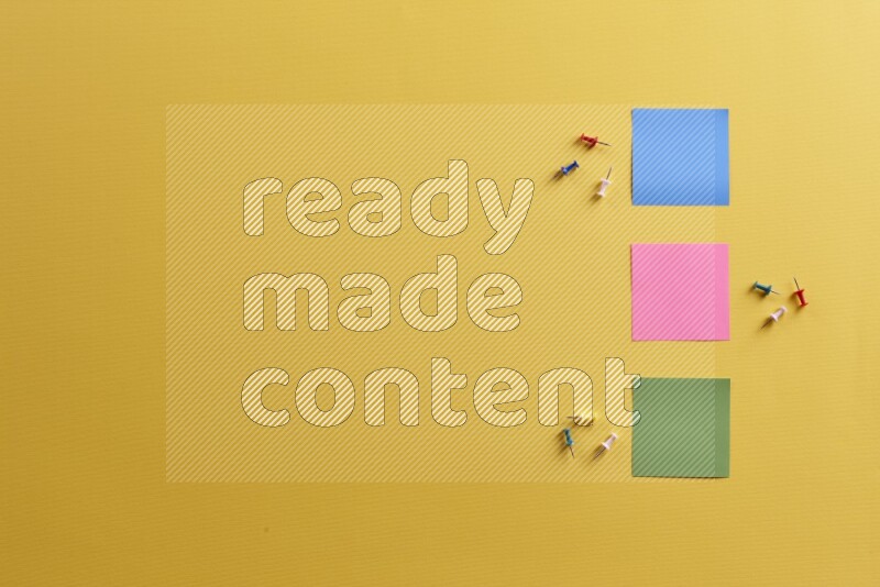 Multicolored sticky notes with school supplies on yellow background