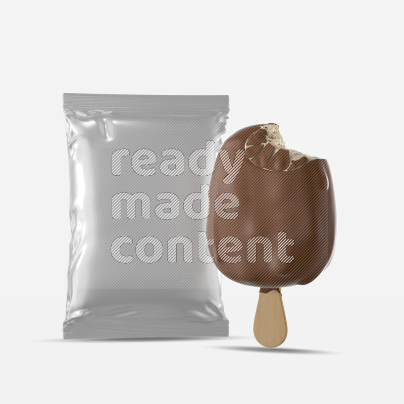 Chocolate ice cream stick mockup isolated on white background 3d rendering