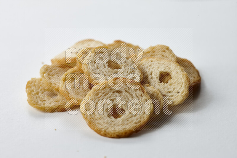 Assorted snacks on white background
