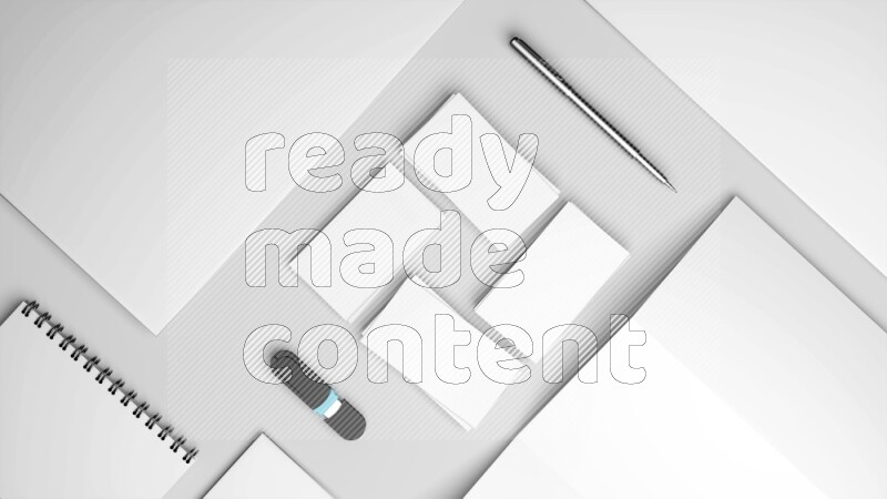 Corporate Stationery Elements, Blank White Textured Brand ID, On White Background