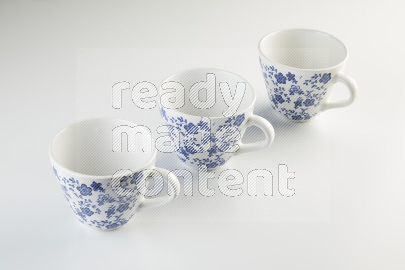 white and blue mug on white background