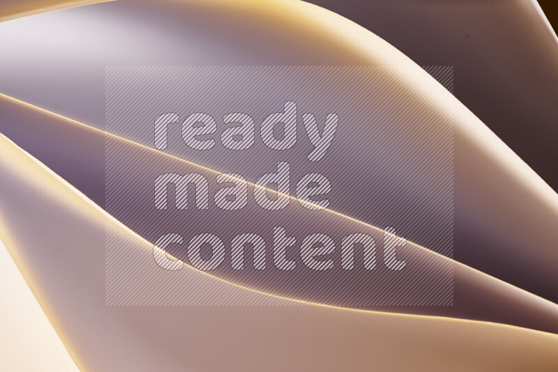 This image showcases an abstract paper art composition with paper curves in white and different warm gradients created by colored light