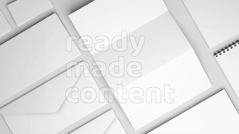 Corporate Stationery Elements, Blank White Textured Brand ID, On White Background