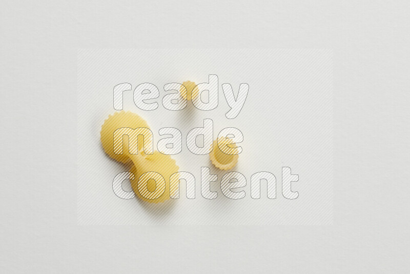 Different pasta types on white background