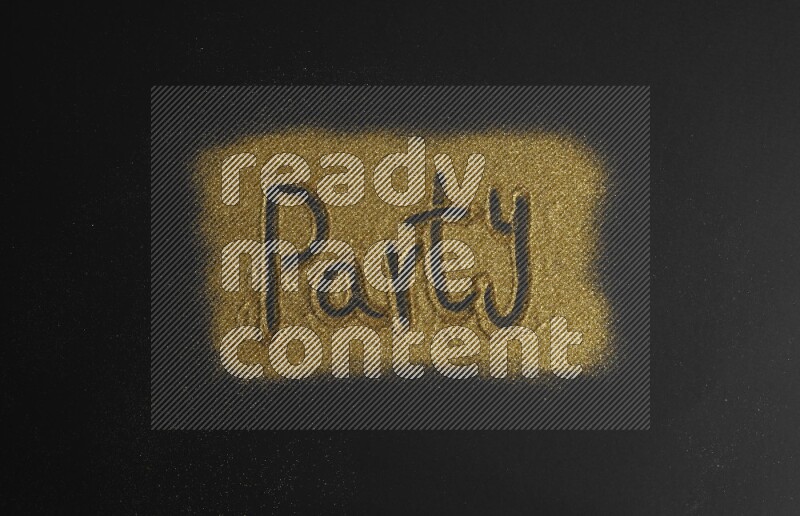 A word written with gold glitter on black background