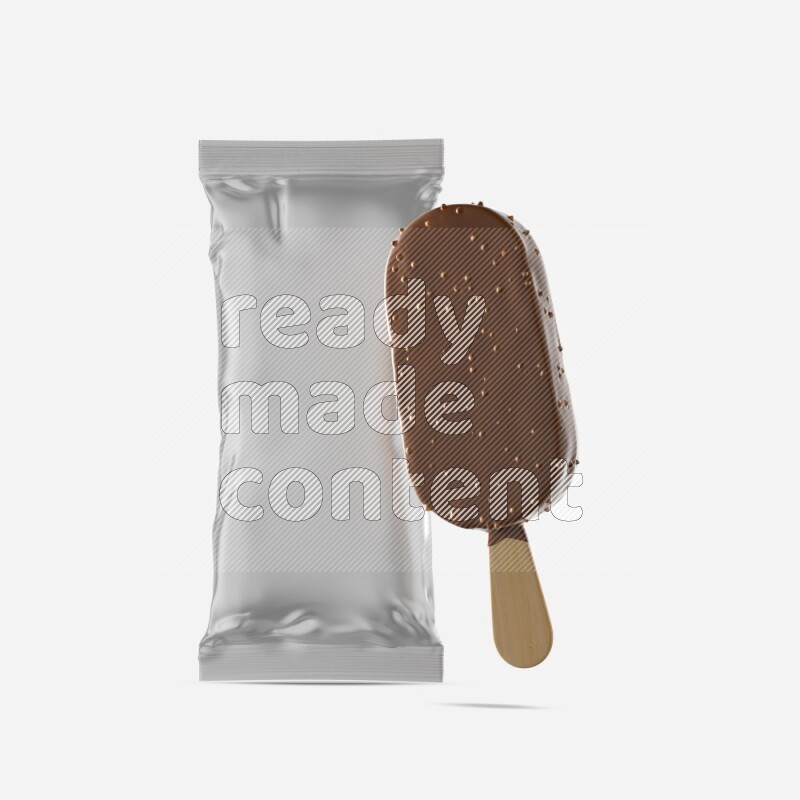 Chocolate ice cream stick mockup isolated on white background 3d rendering
