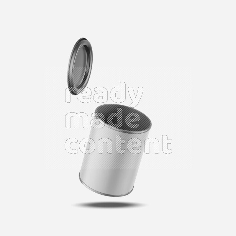 Paper tube mockup with glossy label and metal lid isolated on white background 3d rendering