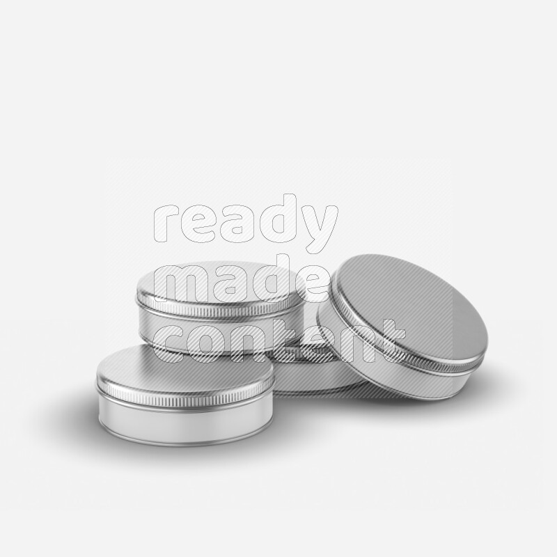 Round metal tin jar mockup with metal lid and label isolated on white background 3d rendering