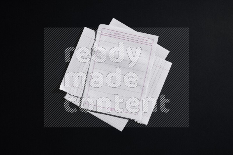 Notebook sheet on black background