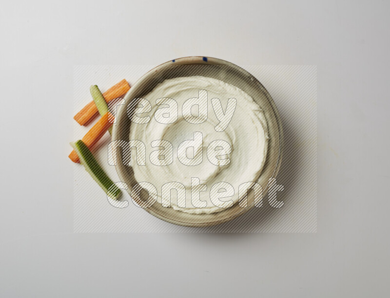 Plain Lebnah  in a grey pottery plate on a white background