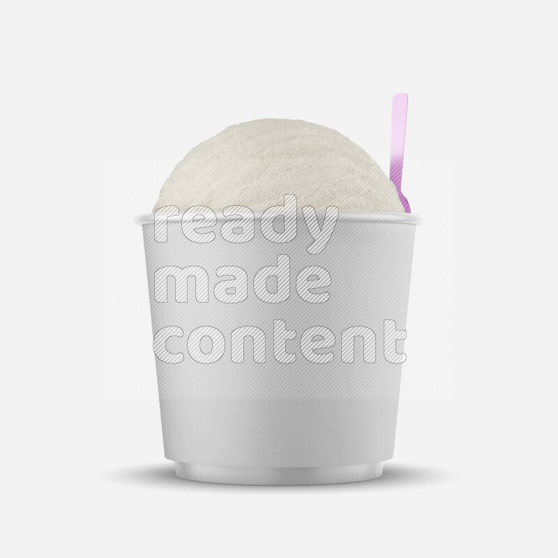 Ice cream in a white rough paper cup mockup isolated on white background 3d rendering