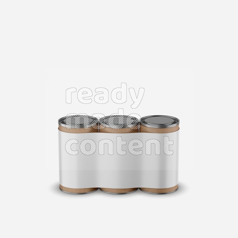 Set of kraft paper tube mockup with metal lid isolated on white background 3d rendering