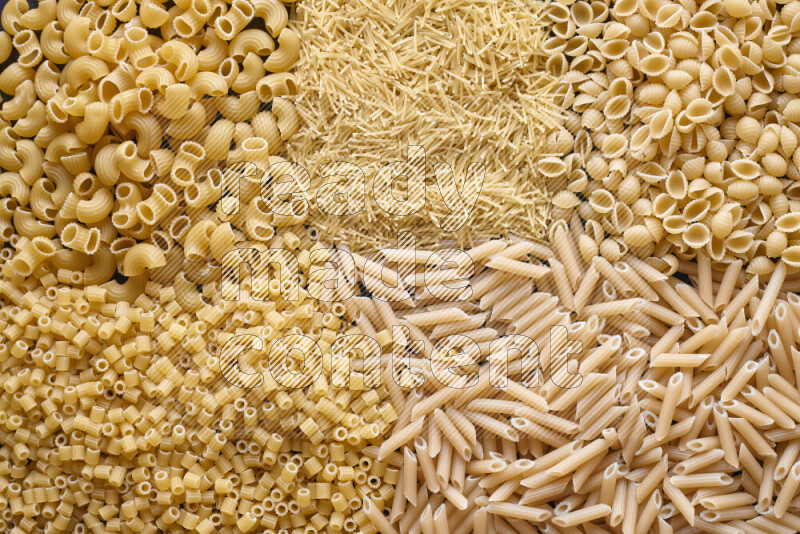 5 types of pasta filling the frame