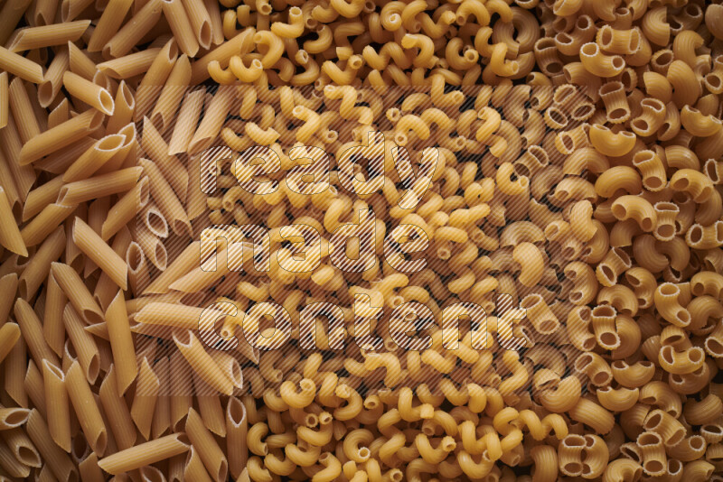 3 types of pasta filling the frame