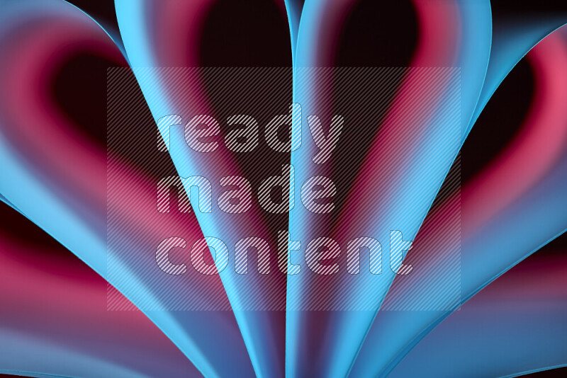 فن تجريدي يعرض منحنيات وتدرجات اللون الأزرق والأحمر مكونه بضوء ملون