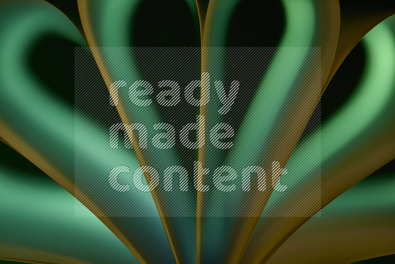 فن تجريدي يعرض منحنيات وتدرجات اللون الأصفر والأخضر مكونه بضوء ملون