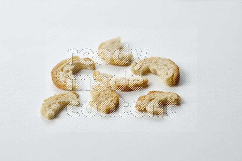 Assorted snacks on white background