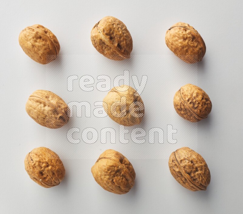 Top-view shot of walnut on white background