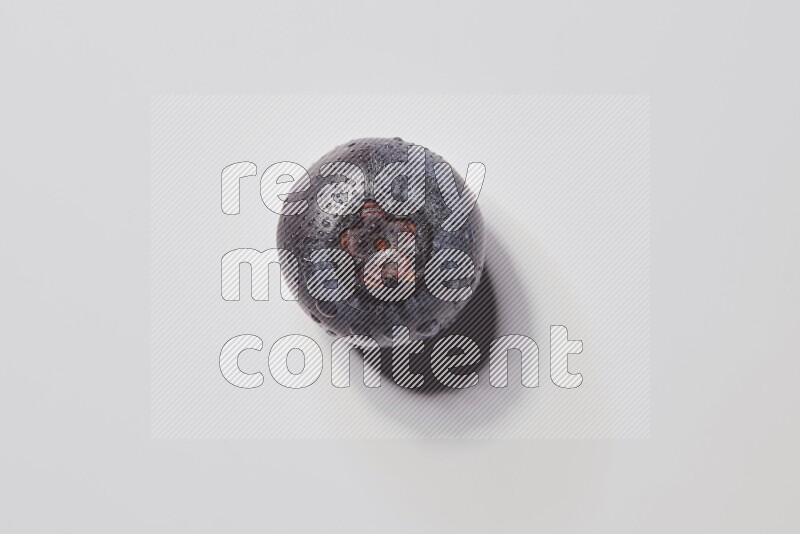 A single blueberry on a white background