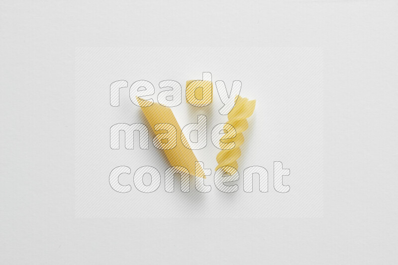 Different pasta types on white background
