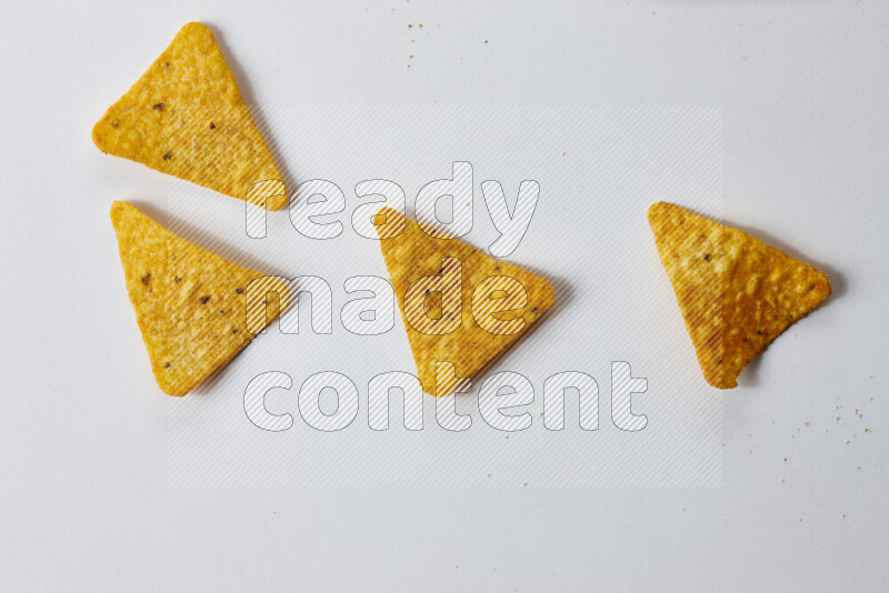 Nachos snacks on white background
