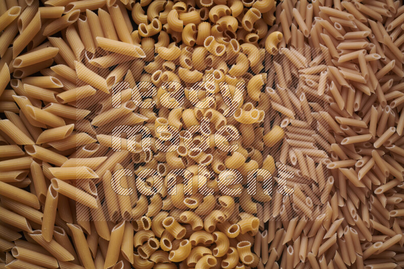 3 types of pasta filling the frame