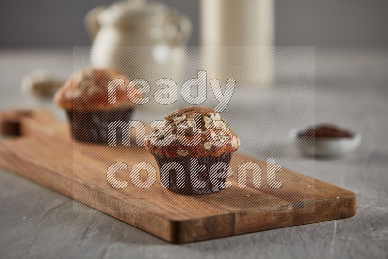 Multigrain cupcake on a wooden board