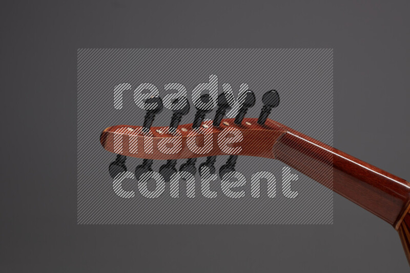 parts of a brown wooden Oud in a gray background