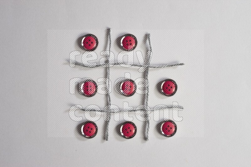 Red buttons placed on grey background