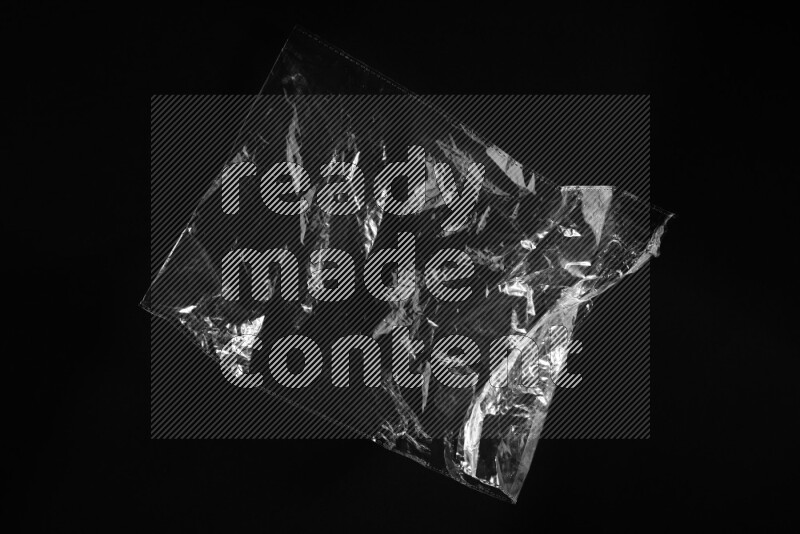 Transparent plastic textures on black background