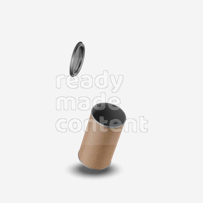 Kraft paper tube mockup with metal lid isolated on white background 3d rendering