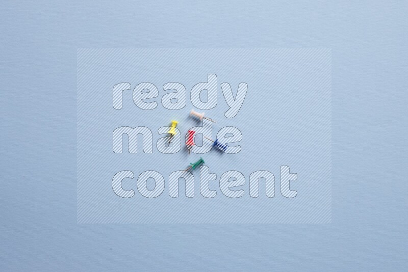 Different school supplies on blue background