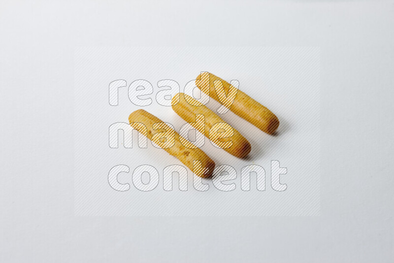 Assorted snacks on white background