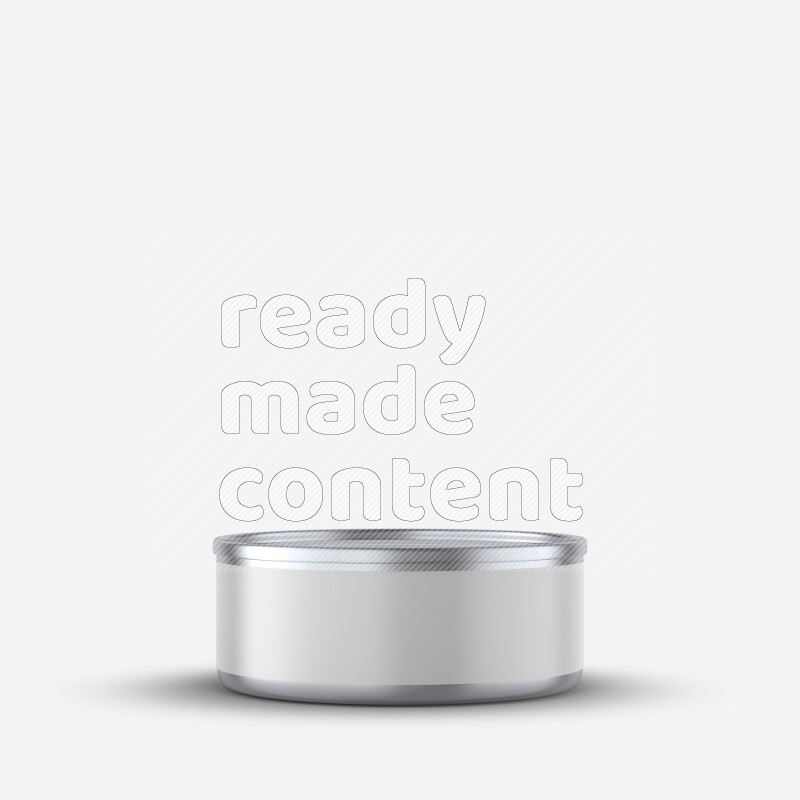 Glossy metallic tin can mockup with white blank label isolated on white background 3d rendering