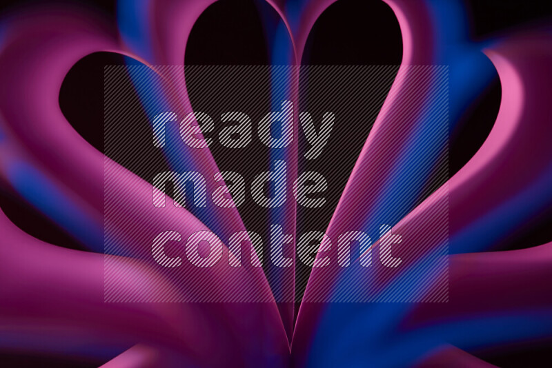 An abstract art piece displaying smooth curves in blue and pink gradients created by colored light