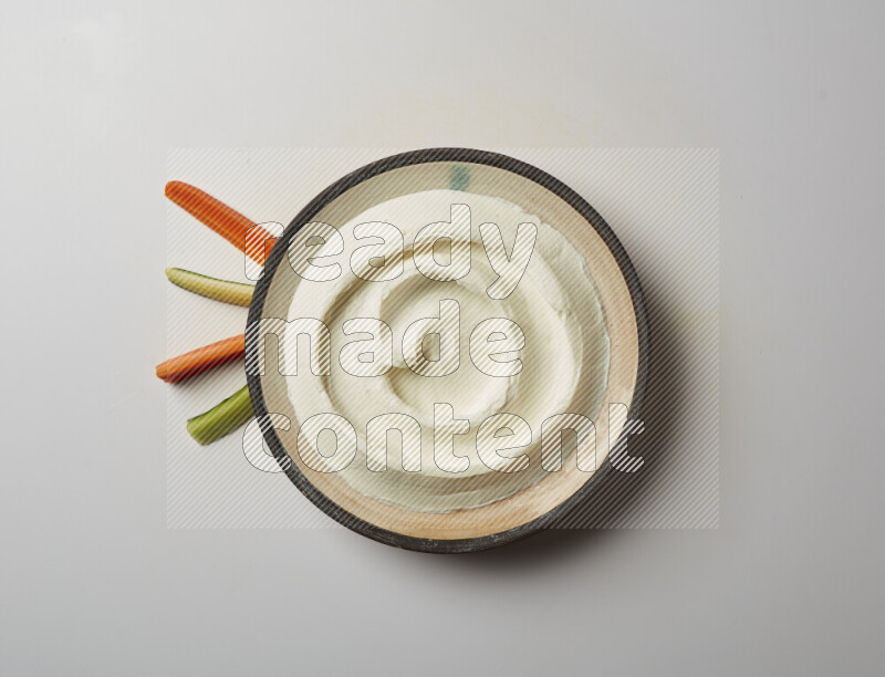 plain Lebnah in a pottery plate on a white background