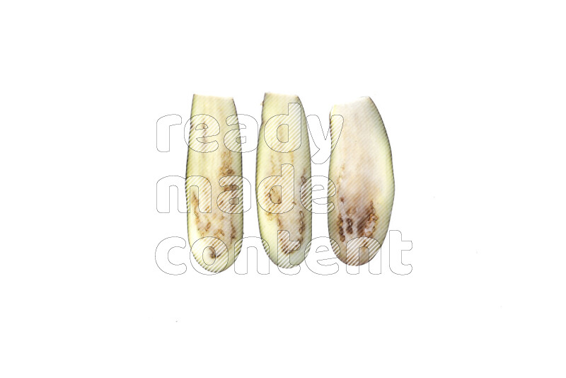 Eggplant slices on illuminated white background