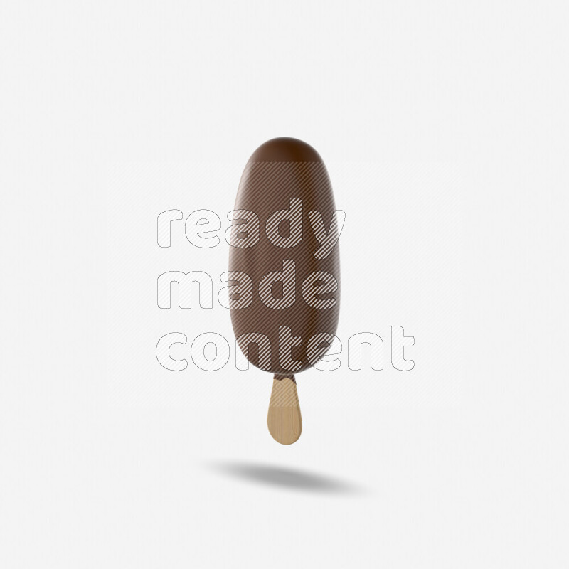 Chocolate ice cream stick mockup isolated on white background 3d rendering